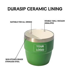 Logotipo personalizado 4OZ 6OZ 8OZ doble pared de acero inoxidable vasos de chupito apilable Mini vaso Espresso taza de café de vidrio transparente - Product Image 3