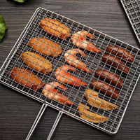 Panier de barbecue pliable portable en acier inoxydable avec pince en maille pour poisson grillé, légumes, ciboulette – Ensemble d'outils de barbecue pour camping et fêtes