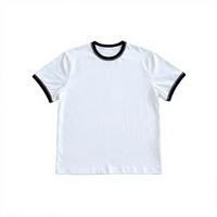 T-shirt uni pour homme, style Ringer, bordure contrastée, manches courtes, tee-shirt vierge 100% coton, personnalisable, marque privée