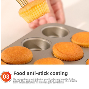 Moule à muffins en acier au carbone antiadhésif épaissi personnalisé 9/12/24 tasses Moule à gâteaux aux œufs Pudding Passe au lave-vaisselle Utilisation au four maison - Product Image 4