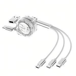 Cavo USB-<span class=keywords><strong>C</strong></span> <span class=keywords><strong>3</strong></span>-in-1 Retrattile Personalizzato con Logo, per Ricarica Rapida e Trasferimento Dati, Conduttori in Rame Puro, 60W - Product Image 6
