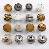 Bouton magnétique personnalisé avec logo gravé, en métal, 12mm-17mm, en alliage de zinc, rivet en laiton, avec boutons de jeans vintage écologiques en or