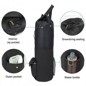 Sac de transport pour tapis de yoga réutilisable avec cordon de serrage, couleur noire, écologique, logo personnalisé, imperméable, fabriqué en usine BSCI - Product Image 3