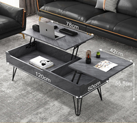 Nordic Home Salon Multifonctionnel En Bois MDF Table D'extrémité Carré Pliant Ascenseur Centre Thé Table Basse avec Rangement