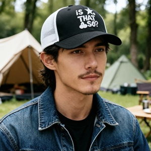 หมวกปักลายตามสั่ง สีดำขาว หมวกตาข่ายแบบ Trucker สำหรับฤดูร้อน หมวกกลางแจ้ง ระบายอากาศได้ดี หมวกเบสบอลแบบ Snapback สำหรับผู้ชายและผู้หญิง - Product Image 6