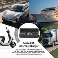 Chargeur de batterie LiFePO4 Lii-14 .6V20A, FastGel Deep Cycle, utilisé pour les voitures et les motos, avec prise standard européenne