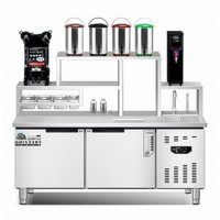 Comptoir de préparation de boissons en acier inoxydable à refroidissement direct à température unique, efficace pour les boissons à bulles et les aliments congelés