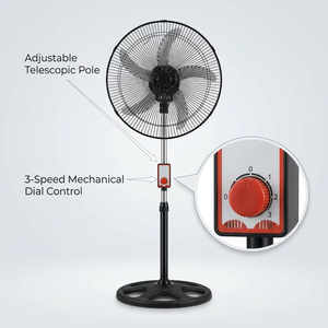 Ventilateur sur pied de 18 pouces avec 5 pales bleues, oscillant, hauteur réglable, moteur AC, commande mécanique pour le refroidissement domestique - Product Image 5