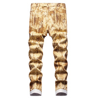 Pantalon en jean pour homme style urbain, décontracté, imprimé numérique 3D, motif Oracle Bone Script, coupe slim droite