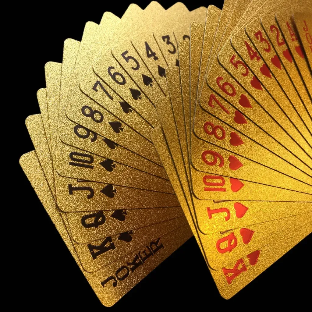 Foil emas tahan air plastik untuk main Pokers pak kartu permainan kartu ajaib koleksi hadiah keluarga papan meja permainan