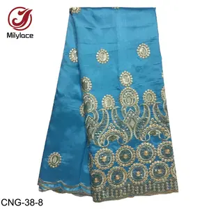 2020 indische Braut Kleid 5 Yards Stickerei Pailletten Afrikanische George Spitze Stoff für Hochzeit