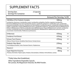Cápsulas de Probióticos Personalizadas con 100 Mil Millones de UFC, Complejo Probiótico y Arándano Rojo para Apoyar el Metabolismo - Product Image 2