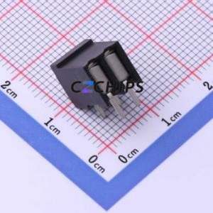 JL212R-35002B01 Spring Terminal Block Bent Lead Through Hole,P=3.5mm Connector 1x2P 3.5mm Black Right Angle Insert - Product Image 2