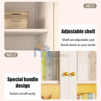 Mueble de Almacenamiento Moderno para Sala de Estar con Puerta de Vidrio y Marco Metálico, 6 Estantes Ajustables para Apartamento, Villa, Comedor, Bar en Casa