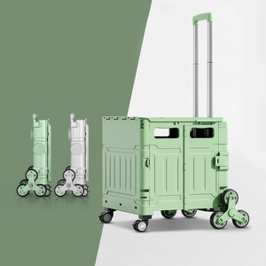 Tiện ích 4 bánh xe thị trường lưu trữ di động hợp kim thanh mua sắm giỏ hàng nhựa có thể gập lại vật nuôi xe đẩy vườn cắm trại xe đẩy tay - Product Image 4