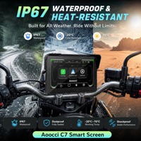 Écran de navigation GPS CarPlay pour moto Aoocci, écran tactile Android Auto sans fil, étanche, double caméra DVR