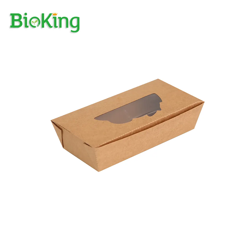 BioKing Kraft Paper Boxes Single Pastry Box Packaging with Clear Display Window Donut Mini Cake Pie Slice Dessert Treat Boxes