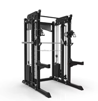 POWERMAN Appareil de musculation multifonction tout-en-un, Combo Smith Machine, Rack de musculation commercial avec système de poulies doubles et station de tractions