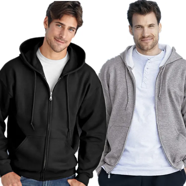 zipper up wholesale oem logo custom fleece men's unisex sports casual hooded sweatshirt plain USA size Zipper-up hoodie hoodies