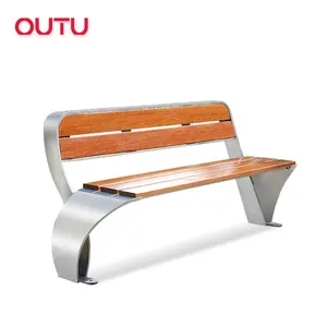 Smooth Design Welded Outdoor Bench Modern Durable Metal and Solid Wood Park Seating Patio Bench