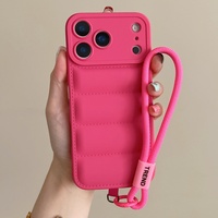 Coque Souple en Silicone avec Dragonne et Cordon pour iPhone 17 16 15 14 13 12 11 Pro Max XR XS X 7 8 Plus, Protection de l'Objectif