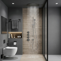 Ensemble de douche thermostatique quatre fonctions haut de gamme en laiton brossé, design moderne pour hôtels, avec jet de pluie spa – Meilleures ventes