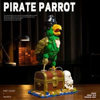 XJD JD152 1407PCS Coffre au trésor de pirate et perroquet, ensemble de blocs de construction, modèle MOC, jouet technique en plastique, cadeau moderne pour les fêtes