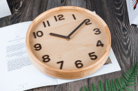 Jam Dinding Kayu Pinus Minimalis Tekstur Serat Organik Dekorasi Senyap Jam Dinding Kayu