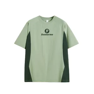 Casual venta al por mayor Colorblock Unisex camiseta gruesa de algodón de gran tamaño camiseta