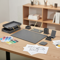 Ensemble de bureau de luxe en cuir PU, organiseur de bureau, accessoires de bureau, sous-verres en cuir, sets de table, organiseurs de documents