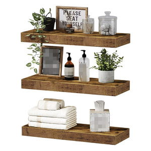 Estantes flotantes <span class=keywords><strong>Estante</strong></span> de <span class=keywords><strong>baño</strong></span> Dormitorio Cocina Granja <span class=keywords><strong>Estante</strong></span> de libros <span class=keywords><strong>pequeño</strong></span> <span class=keywords><strong>para</strong></span> pared Juego de 3 de 16 pulgadas, Marrón rústico (015-BN3) - Product Image 1