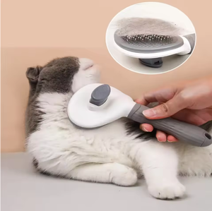 Cepillo de aseo para mascotas portátil personalizable, peine de depilación TPR autolimpiante con función de una tecla para mascotas - Product Image 4