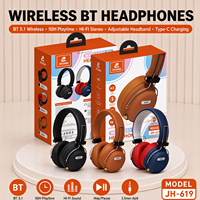 Headphone Nirkabel JH-619 Over-Ear BT 5.1 Stereo HI-FI 50 Jam Waktu Putar AUX Headband yang Dapat Disesuaikan
