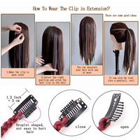 Clip dans les extensions de cheveux tressés pour femmes 18 pouces Clip dans les tresses postiches tressées synthétiques pour la fête costumée quotidienne noir marron