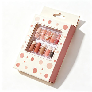 Boîte d'emballage personnalisée pour faux ongles avec fenêtre transparente, forme ovale, design doré, en carton rigide ivoire, pour usage cosmétique - Product Image 6