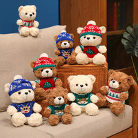 Ours en peluche de Noël, cadeau de la veille de Noël, ours en peluche avec chapeau de Père Noël, adorable pull en polyester rembourré de coton PP, 11-30CM