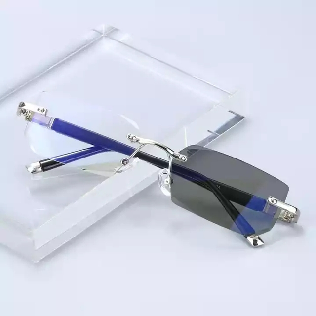 Rimless Photochromic Presbyopia Glasses Men Quality Anti Blue Light Reading Glasses Blue Light Blocking