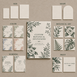 Suite de papeterie de mariage en aquarelle botanique verte, cartes en papier floral personnalisées pour invitation, RSVP, menu et remerciements - Product Image 5