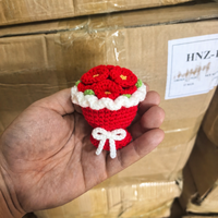 Buket Bunga Rajut Mini Buatan Tangan Bunga Matahari Daisy Mawar Tulip Rajutan Bunga Crochet Gantungan Kunci Bunga Crochet Grosir