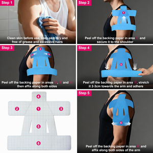 Bande de kinésiologie élastique pour l'épaule, couleurs variées, soulagement de la douleur, imperméable, pour le soutien de l'épaule et les activités sportives musculaires - Product Image 2