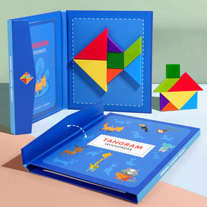 Rompecabezas Tangram de 7 piezas de madera colorido preescolar con diferentes formas para el desarrollo del cerebro y la inspiración artística - Product Image 1