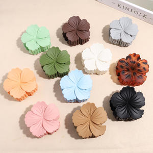 Pinzas de Pelo Minimalistas Antideslizantes de Plástico para Mujer, Diseño Floral Esmerilado con Estampado de Leopardo, Colores Sólidos, Accesorios para el Cabello - Product Image 2