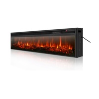 Cheminée électrique encastrée ultrafine 3d led moderne, simulation de flamme de feu, décoration murale avec chauffage