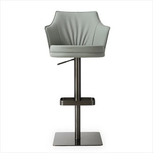 Modern Adjustable PU Leather Swivel Commercial Bar <b>Chairs</b> with Stainless Steel & Fixed Armrests <b>Round</b> Metal Base for Home Bar - Product Image 5