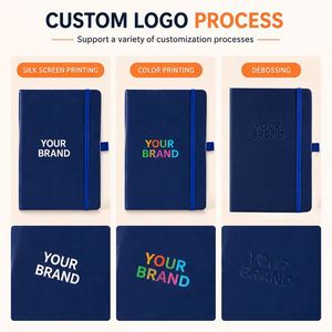 Office School Supplier A5 PU Leather Diary Custom Logo Hardcover Writing Journal Notebook With Elastic Band - Product Image 3