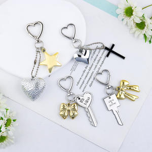 Nouveau Résine Or Arc Argent Coeur Alliage Porte-clés Petite Décoration Pendentif Sac Téléphone Cas Ornement - Product Image 1