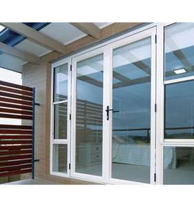 Puerta <span class=keywords><strong>de</strong></span> Vidrio <span class=keywords><strong>de</strong></span> Aleación <span class=keywords><strong>de</strong></span> Aluminio y Acero para Exteriores, <span class=keywords><strong>Diseño</strong></span> Gráfico Moderno, Apertura Lateral Doble, para Hoteles, Superficie Acabada - Product Image 2