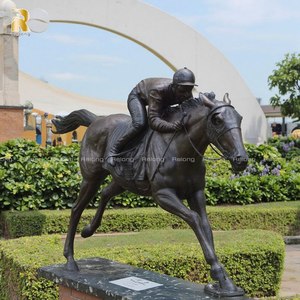 Statues de chevaux de course en bronze grandeur nature personnalisées RELONG, sculpture de cheval en course en métal à vendre - Product Image 1