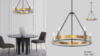 Lustre vintage américain personnalisé, style rétro, en acier doré, avec douille E12, luminaire suspendu central