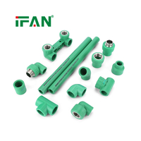 Raccords de plomberie PPR verts IFAN, adaptateur fileté en acier inoxydable SS304 pour ligne d'eau de bâtiment, raccords de plomberie PPR